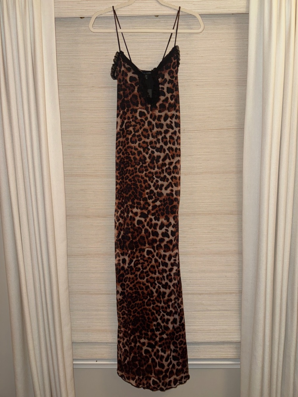 PrettyLittleThing - Leopard Print Mesh Slip Maxi Dress w Lace Trim - NWT - 4